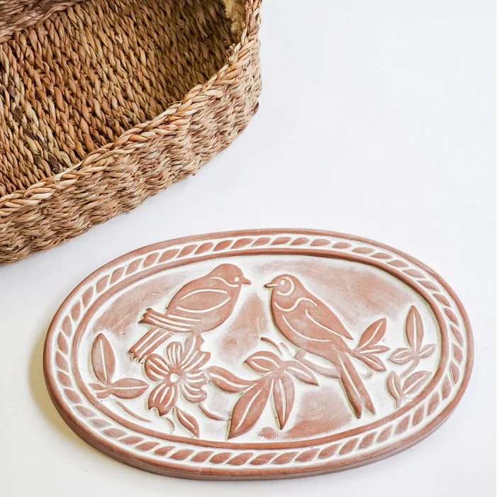 Bread Warmer & Basket with Tea Towel Oval Gift Set