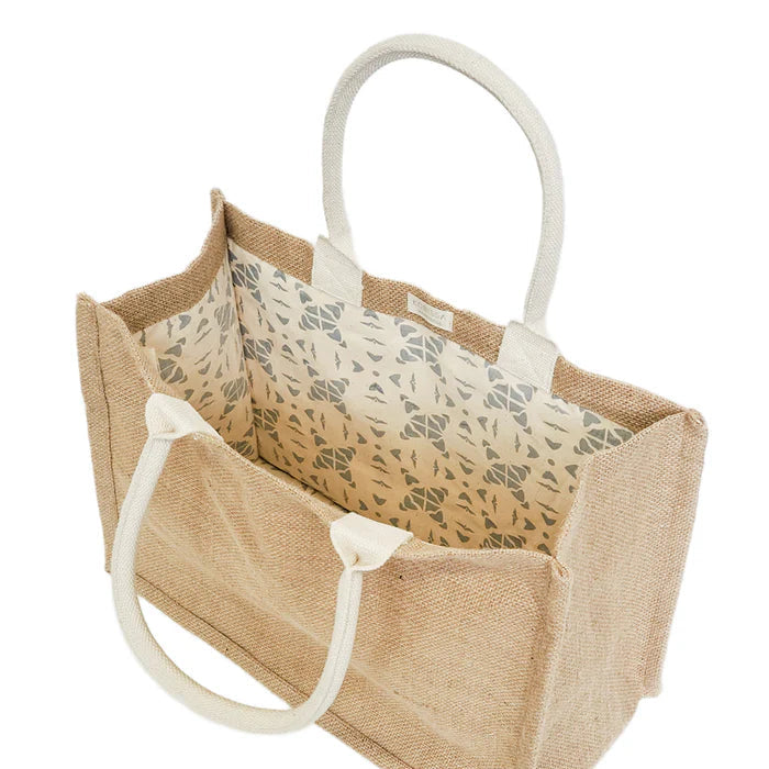 Jute Canvas Gift Bag With Pompom in Medium