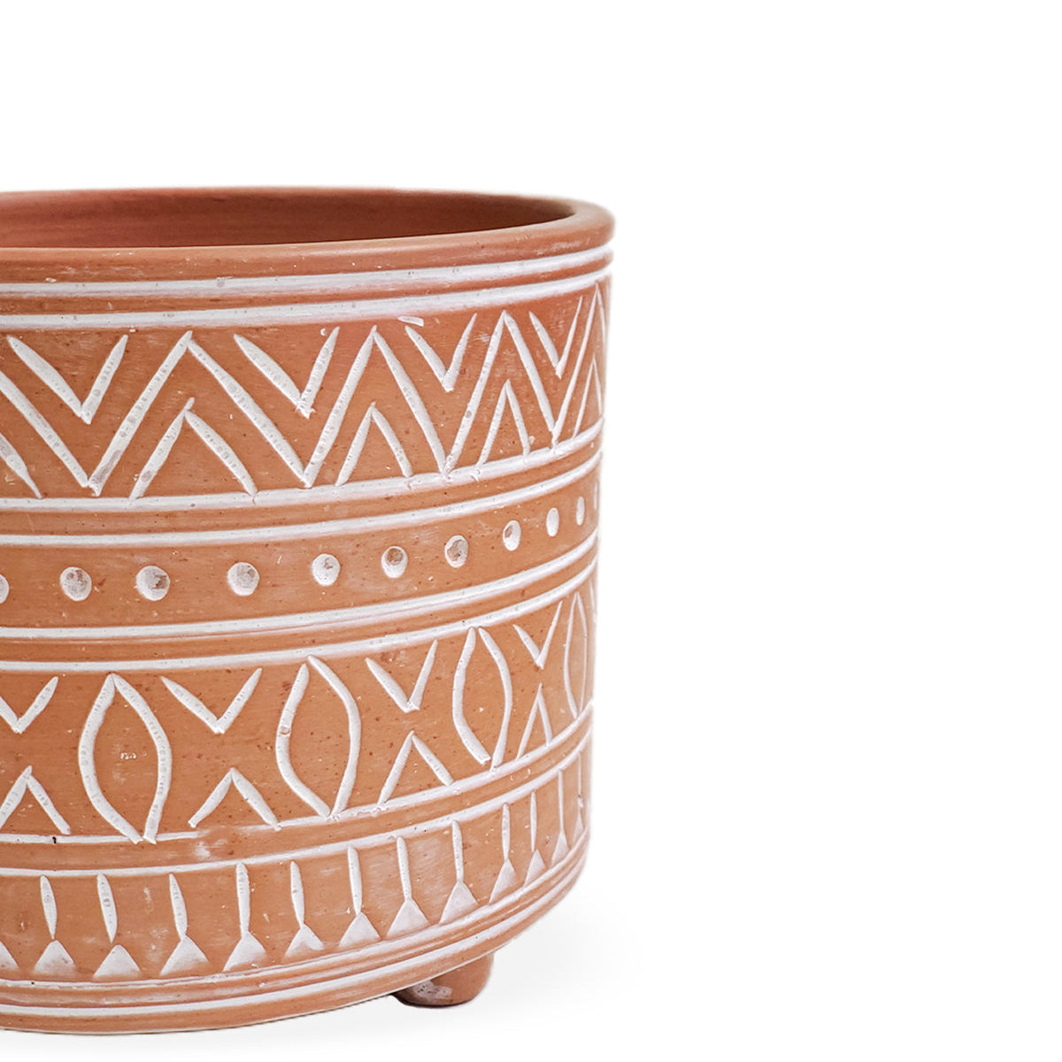 Hand Etched Small Terracotta Pot