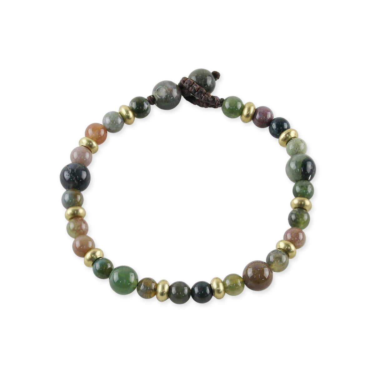 Beautiful Agate and Brass Beaded Bracelet from Thailand