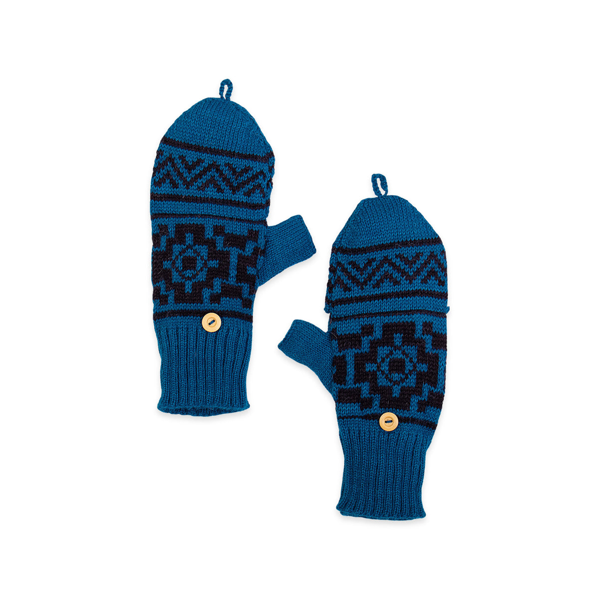 Alpaca Blend Convertible Gloves with Wooden Button Closure