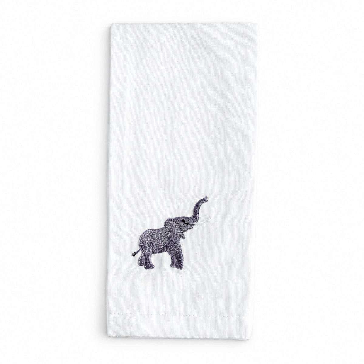 African Wildlife Embroidered Tea Towel, Baby Elephant