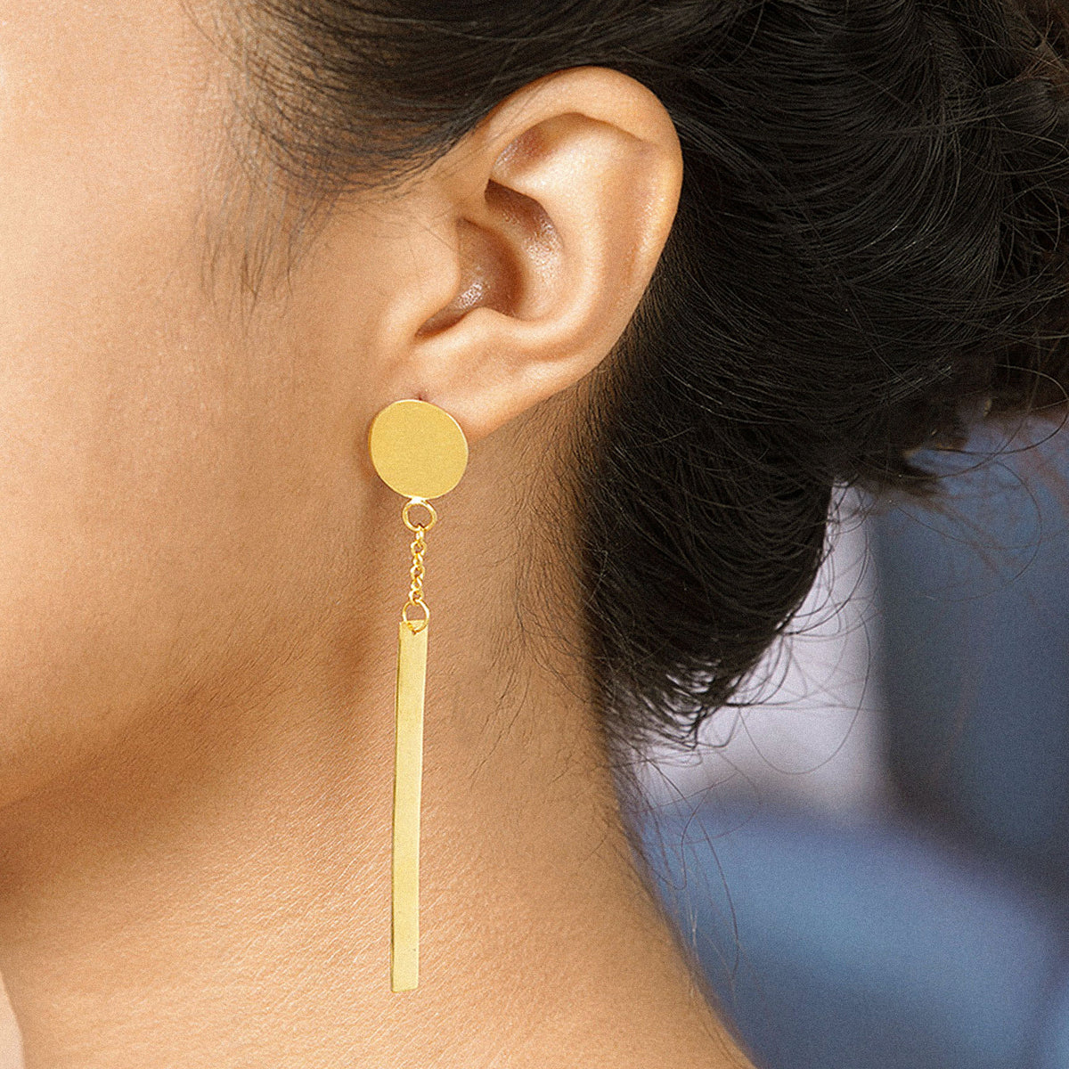 Artisan Crafted Gold-Plated Dangle Earrings