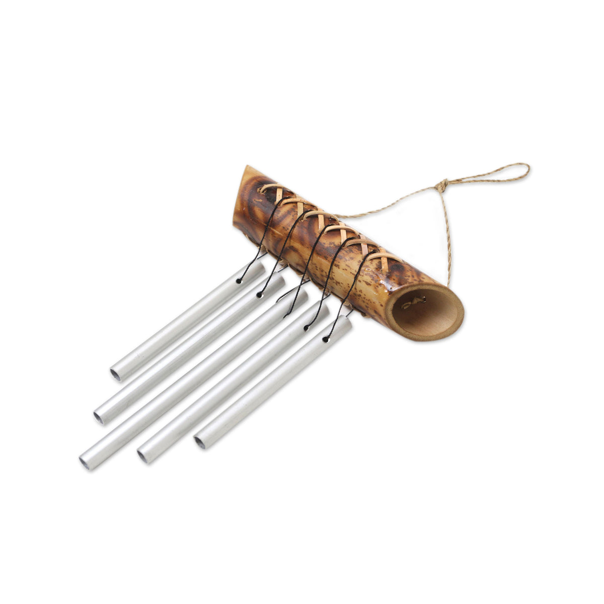 Weaving The Tones - a Balinese Handmade Bamboo Aluminum Mini Wind Chimes in Brown
