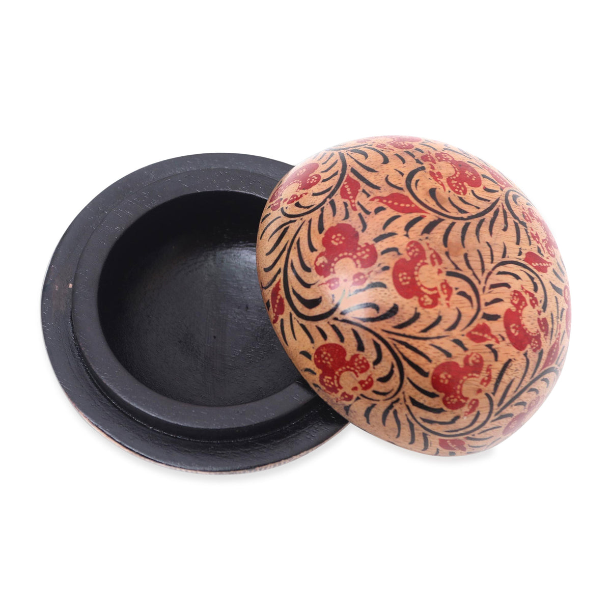 Balinese Round Wood Batik Decorative Box