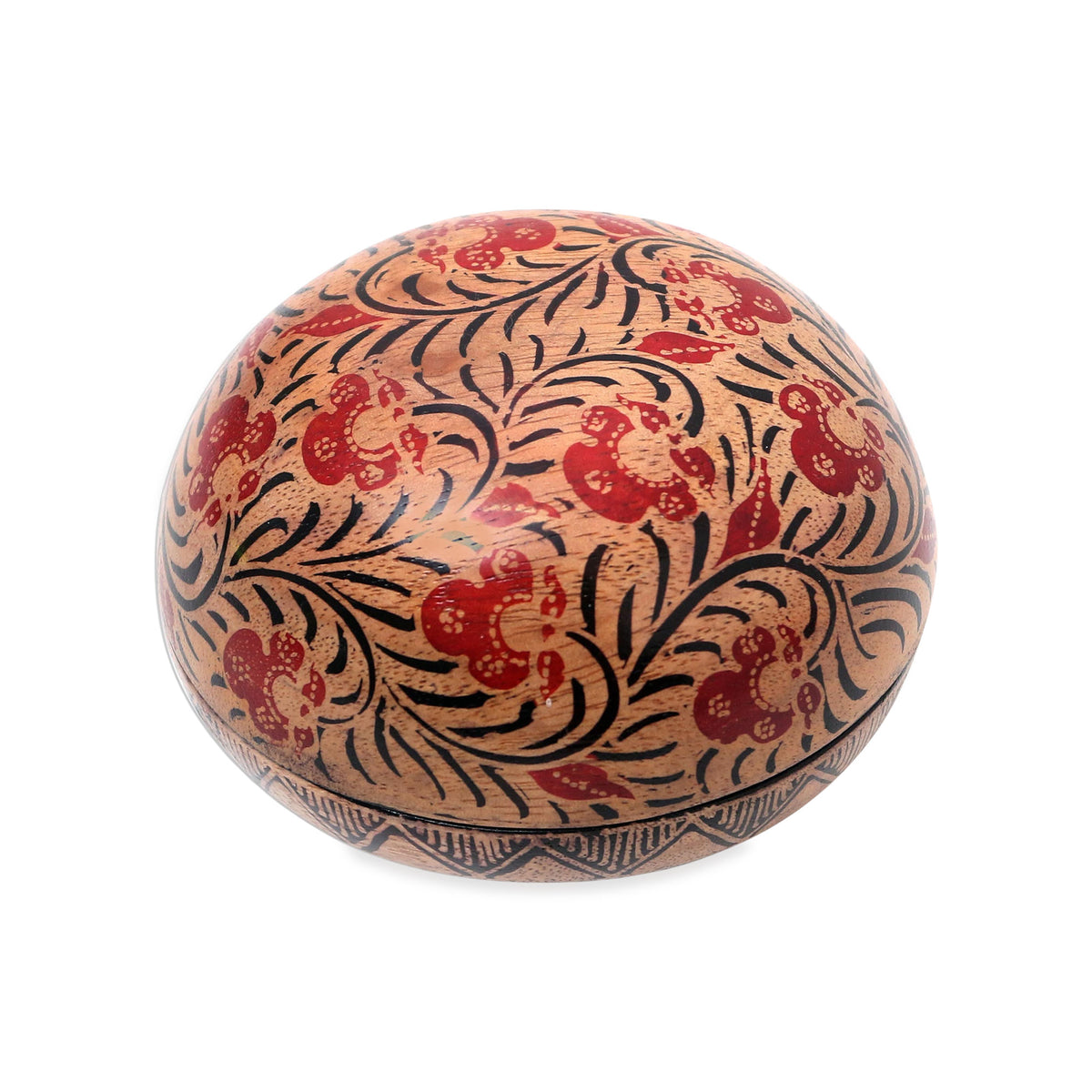 Balinese Round Wood Batik Decorative Box
