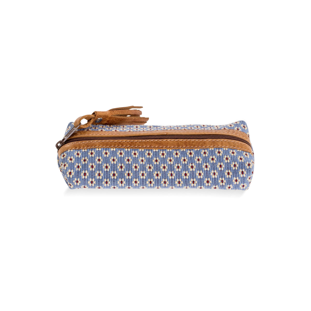 Blue Floral Pencil Case - Handcrafted by Guatemalan Artisans
