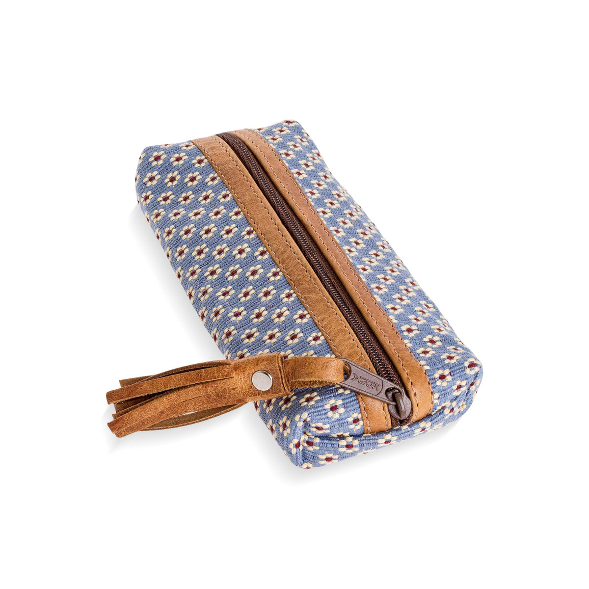 Blue Floral Pencil Case - Handcrafted by Guatemalan Artisans