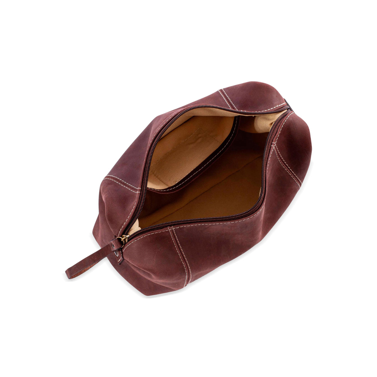 Inside the Brooklyn Bound in Brown - a Brown Leather Unisex Toiletry Travel Bag