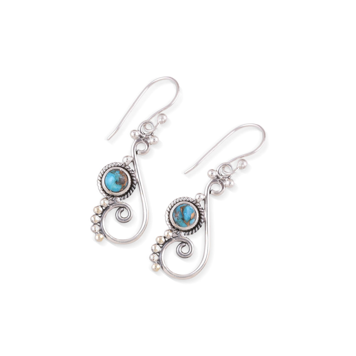 Harmonious Waves - Composite Turquoise and Sterling Silver Dangle Earrings