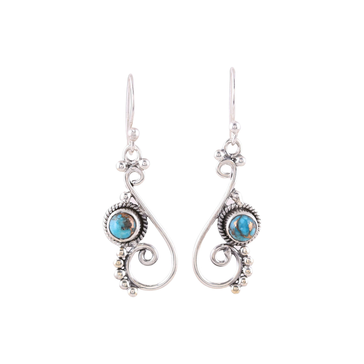 Harmonious Waves - Composite Turquoise and Sterling Silver Dangle Earrings