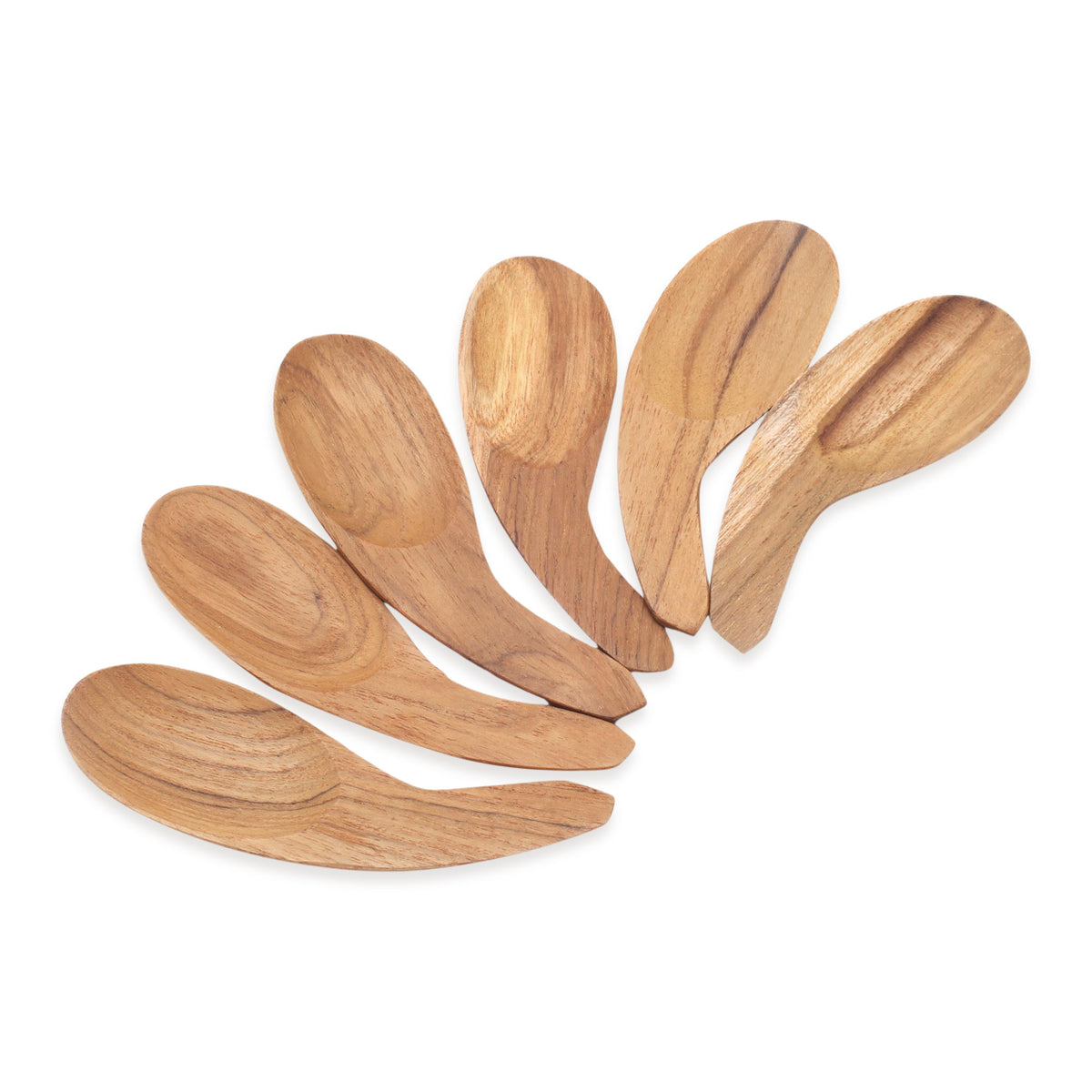 Curved Teak Wood Scoops from Bali (Set of 6) for a Stylish Meal