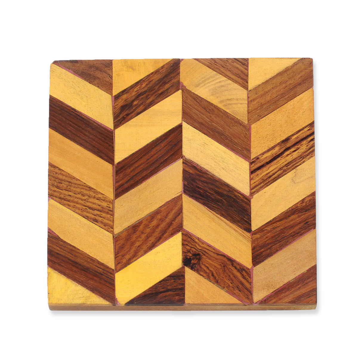 A Piece of Wooden Coaster with Diagonal Motif