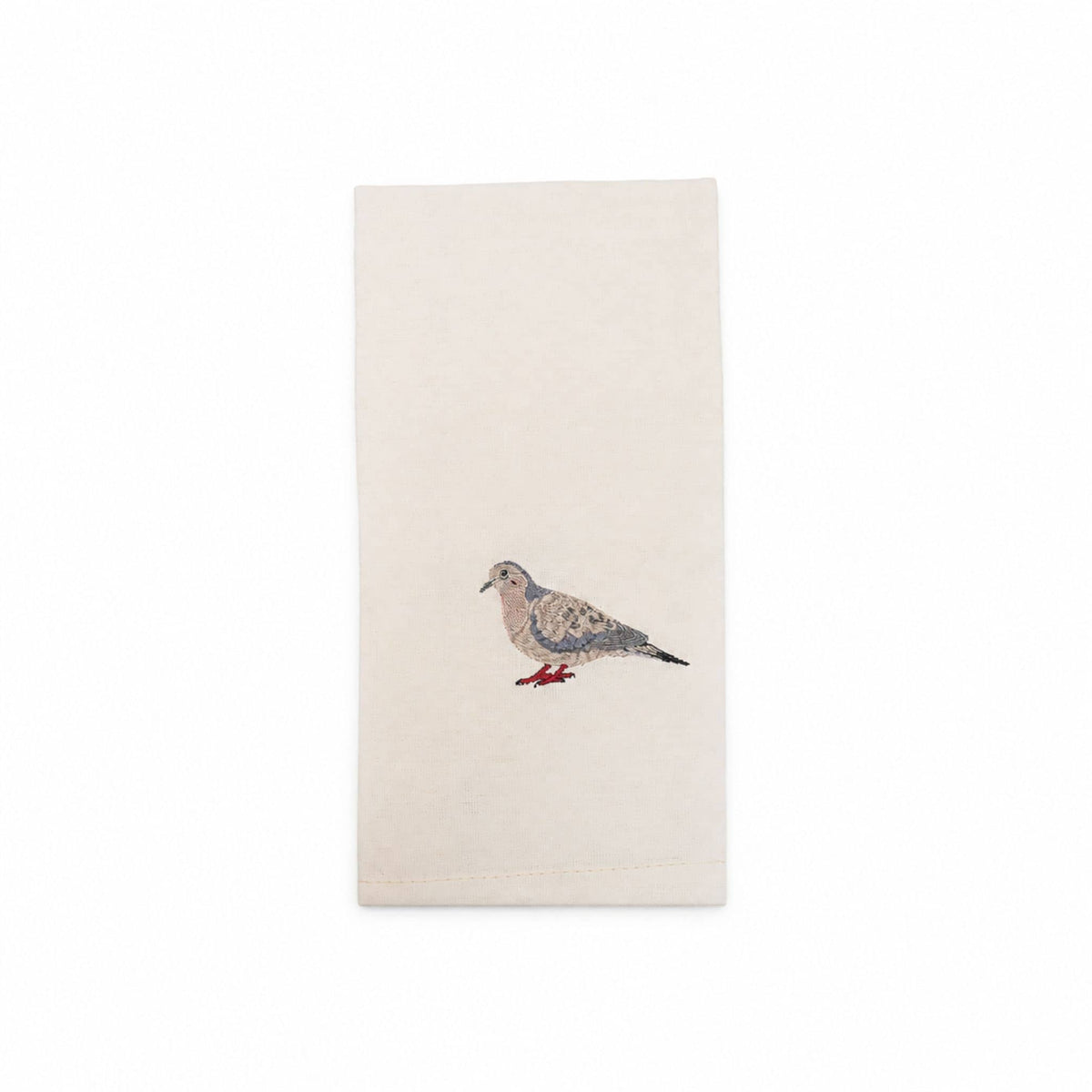 Bird Embroidered Tea Towel, Dove