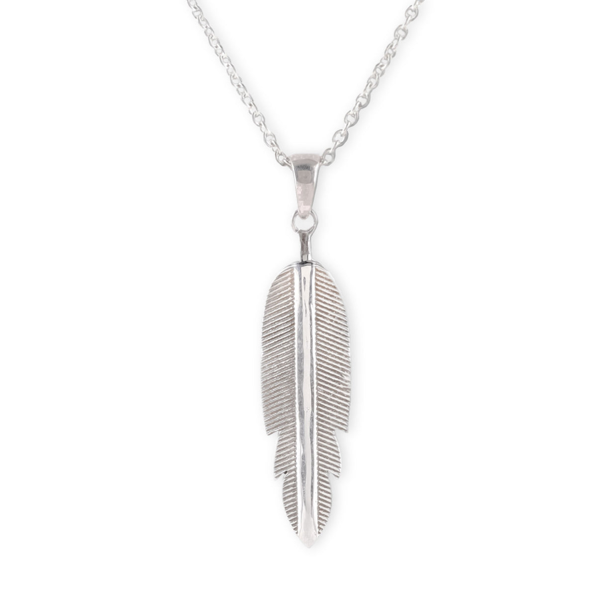 Silver Necklace with Feather Pendant