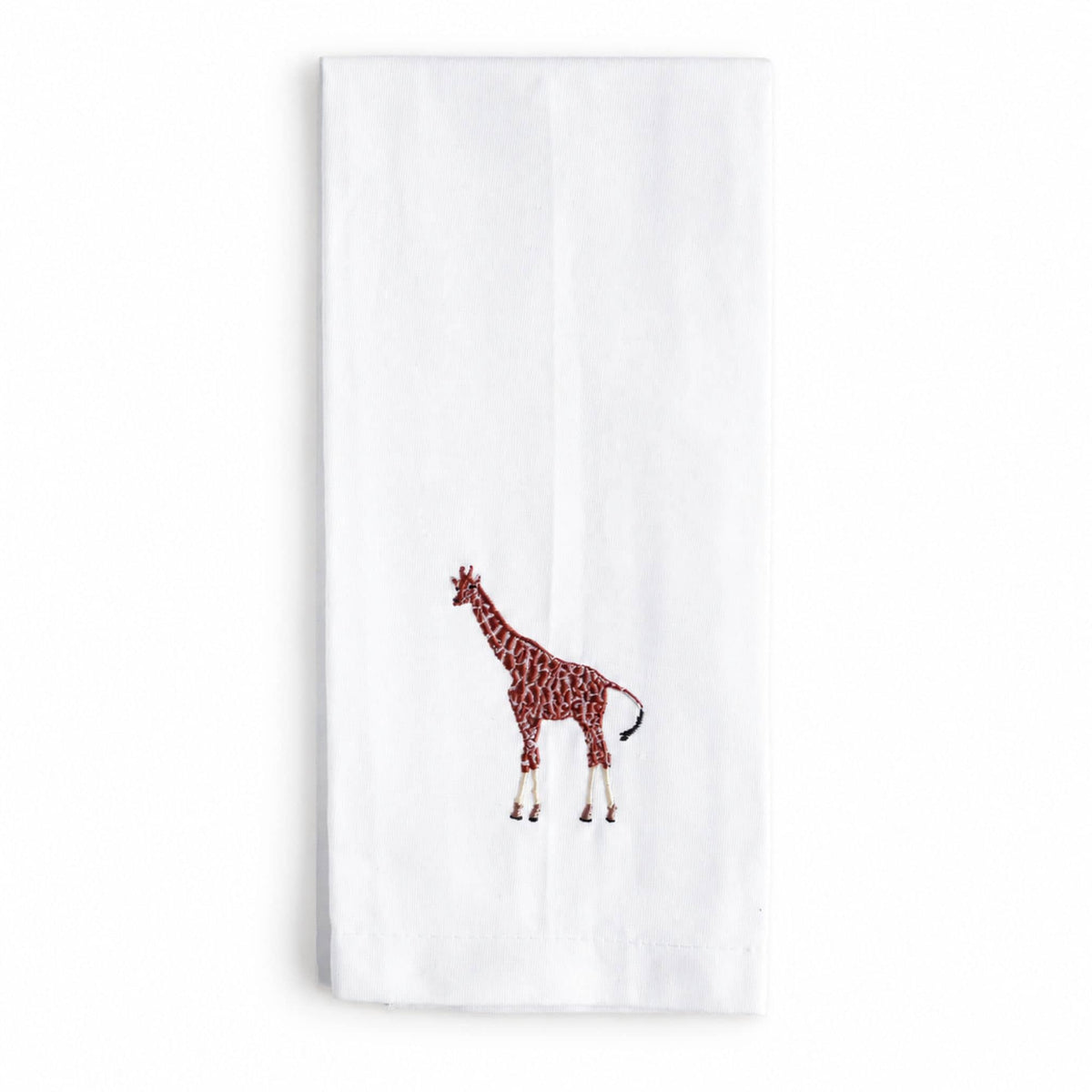 African Wildlife Embroidered Tea Towel, Giraffe