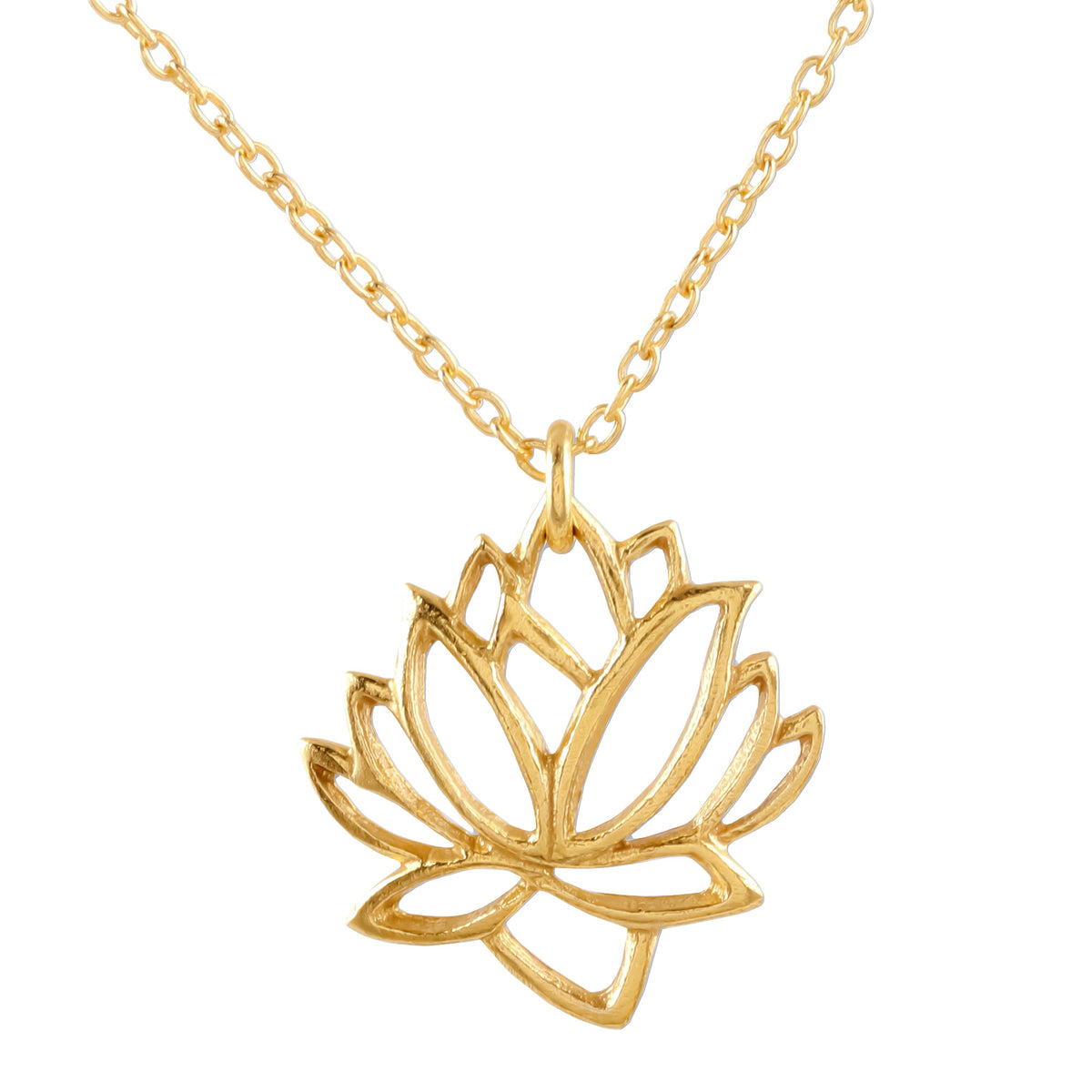 Gold-Plated Pendant Necklace with Lotus Motif
