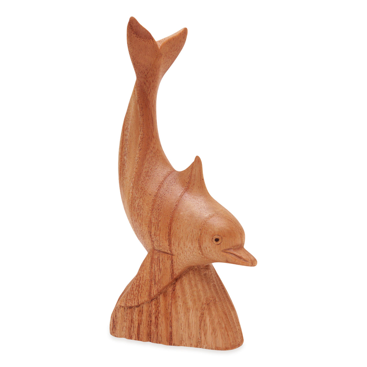 Hand-Carved Jempinis Wood Dolphin Statuette from Bali - Sea Guide
