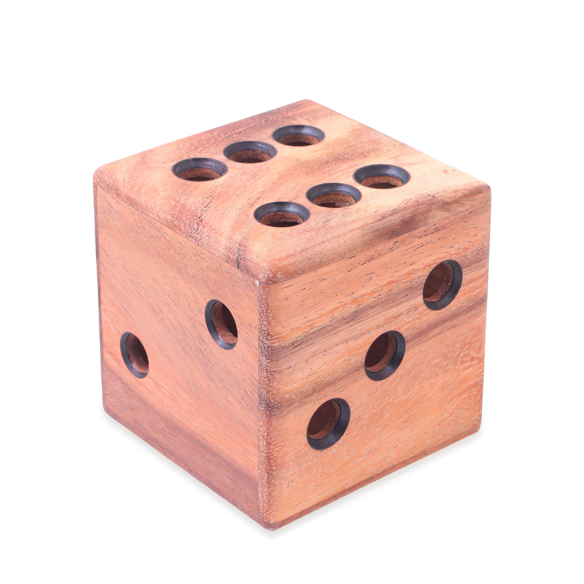 Hand Carved Raintree Wood Pen Holder from Thailand