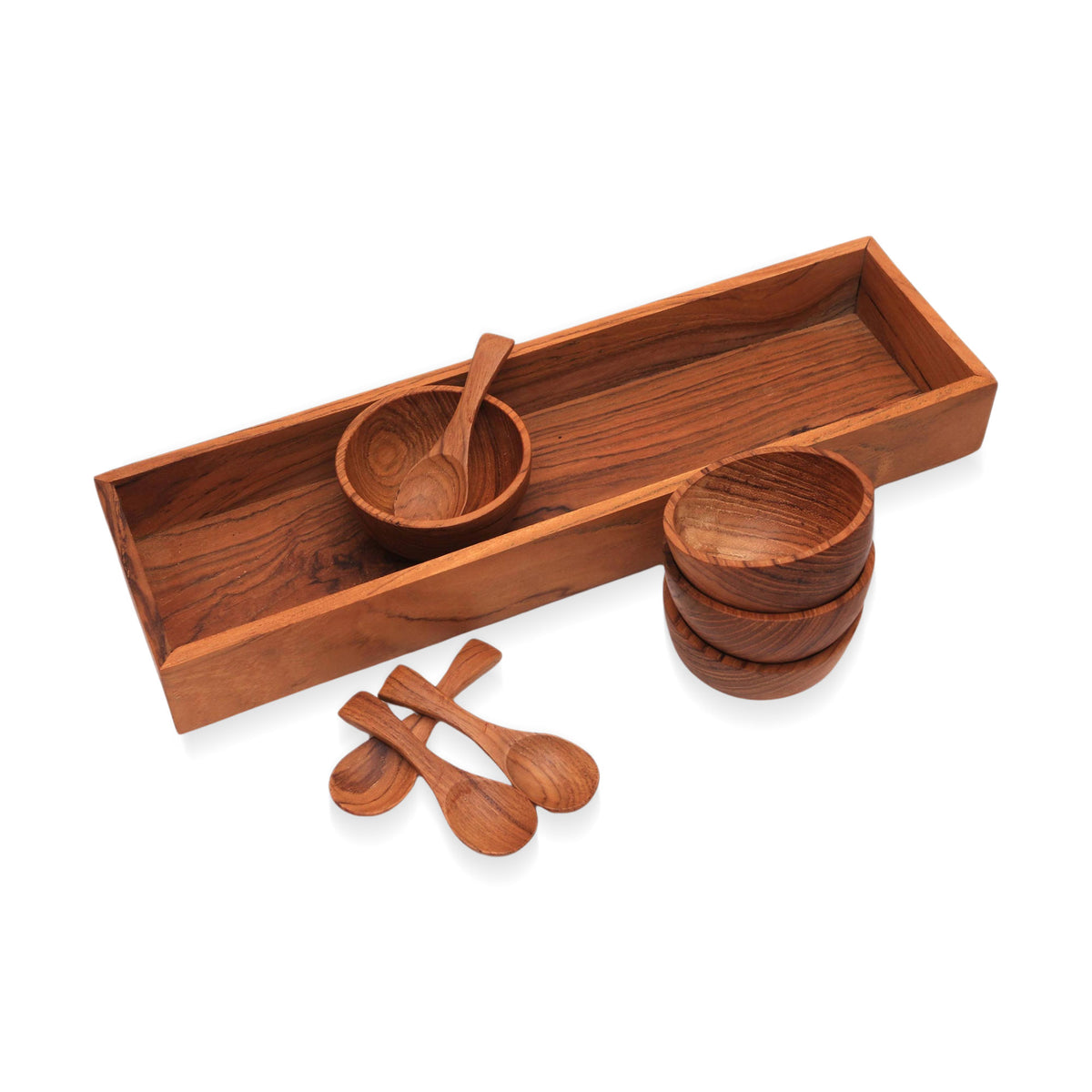 Hand-Carved Wood Condiment Set from Bali