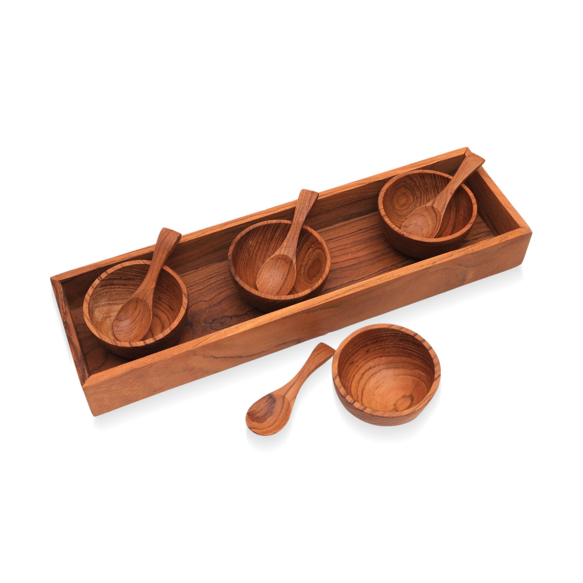 Hand-Carved Wood Condiment Set from Bali