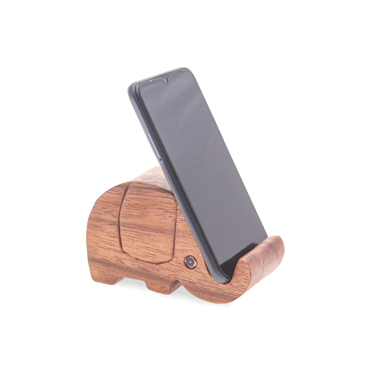 Pretty Elephant - a Hand-Carved Wood Phone Holder
