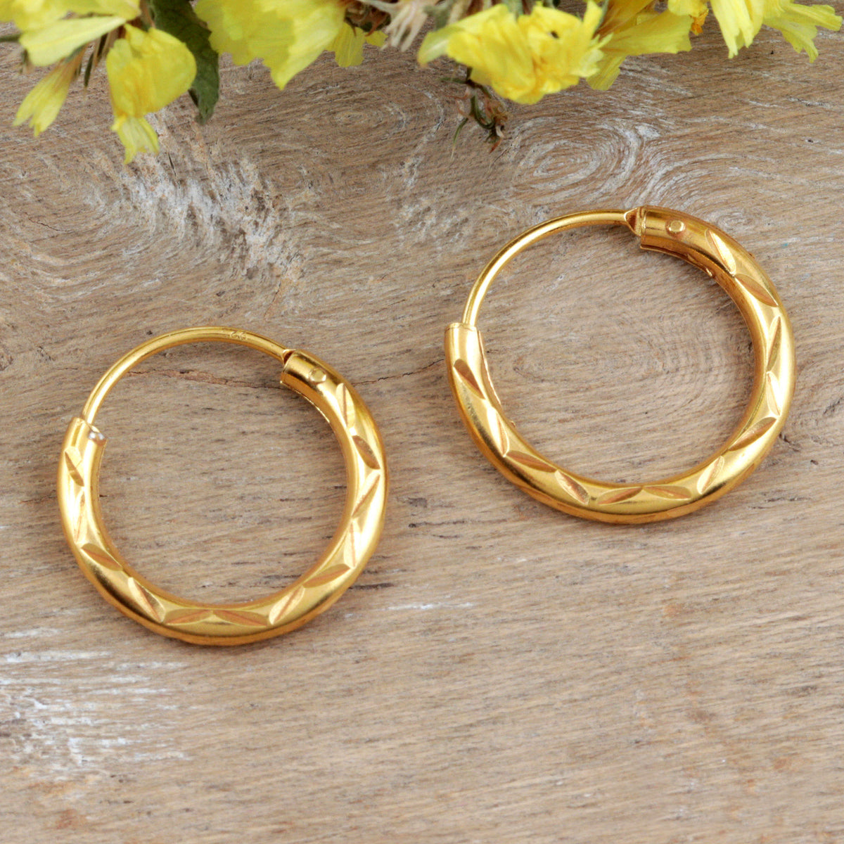 Hand Crafted Hoop Earrings - Gold-Plated