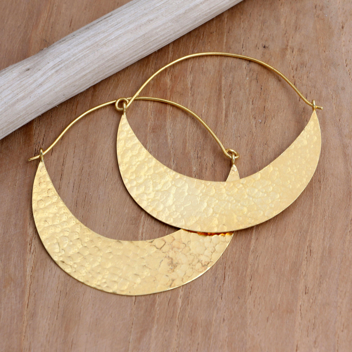Hand Crafted Gold-Plated Hoop Earrings from Indonesia