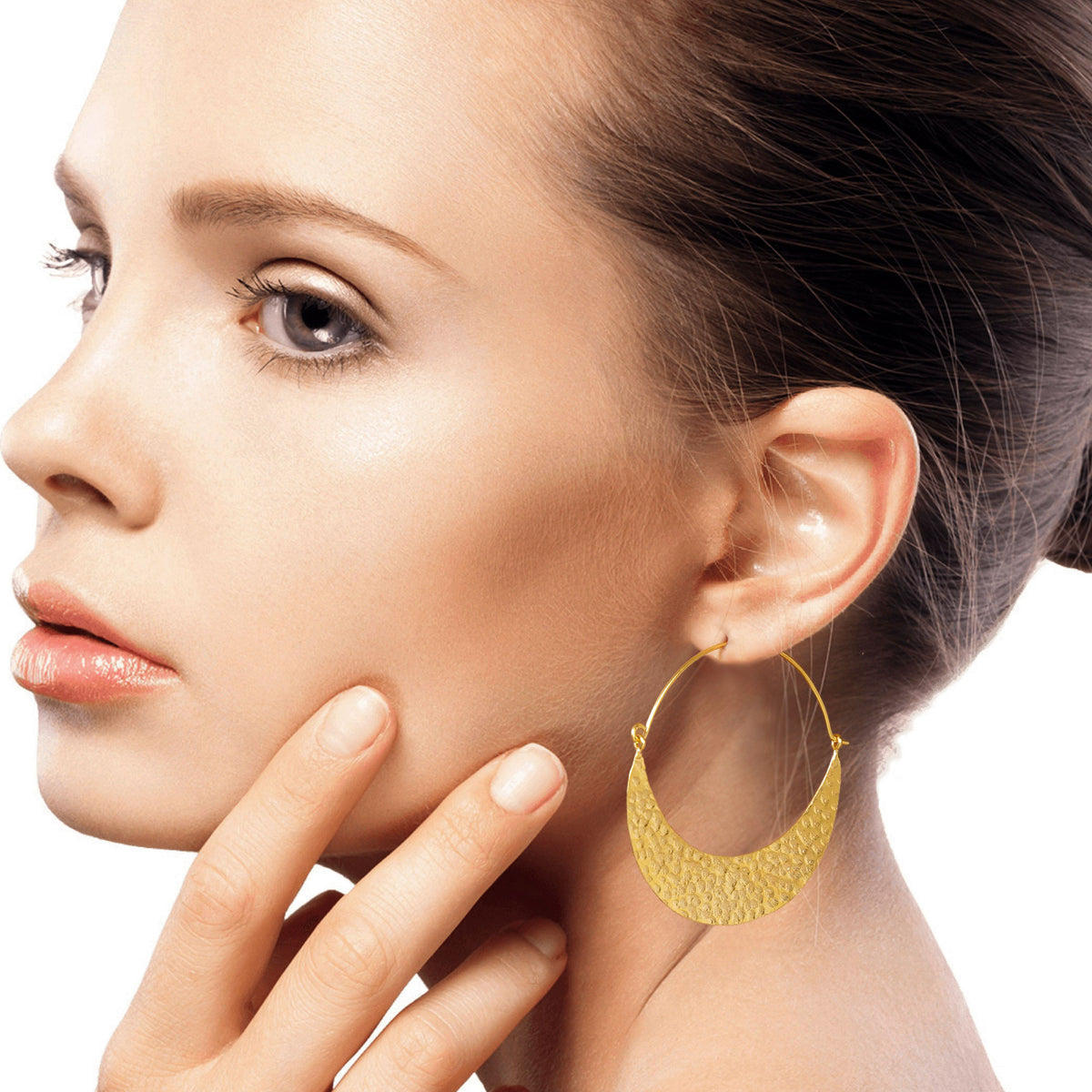 Closer look at the Hand Crafted Gold-Plated Hoop Earrings from Indonesia