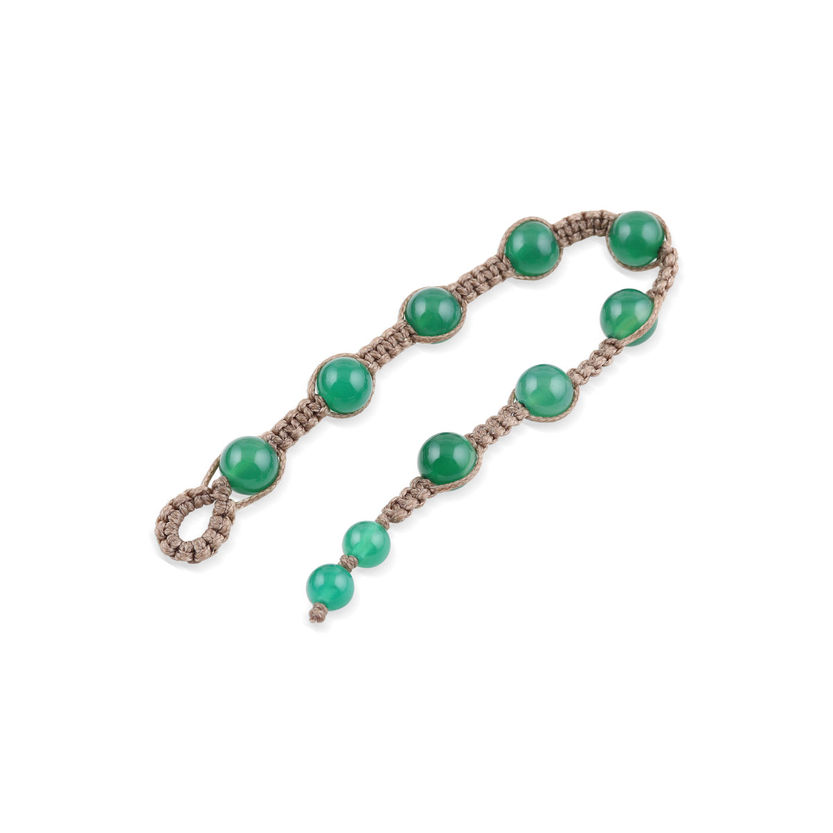 Green Planets - a Hand-Knotted Green Onyx Macrame Bracelet from India