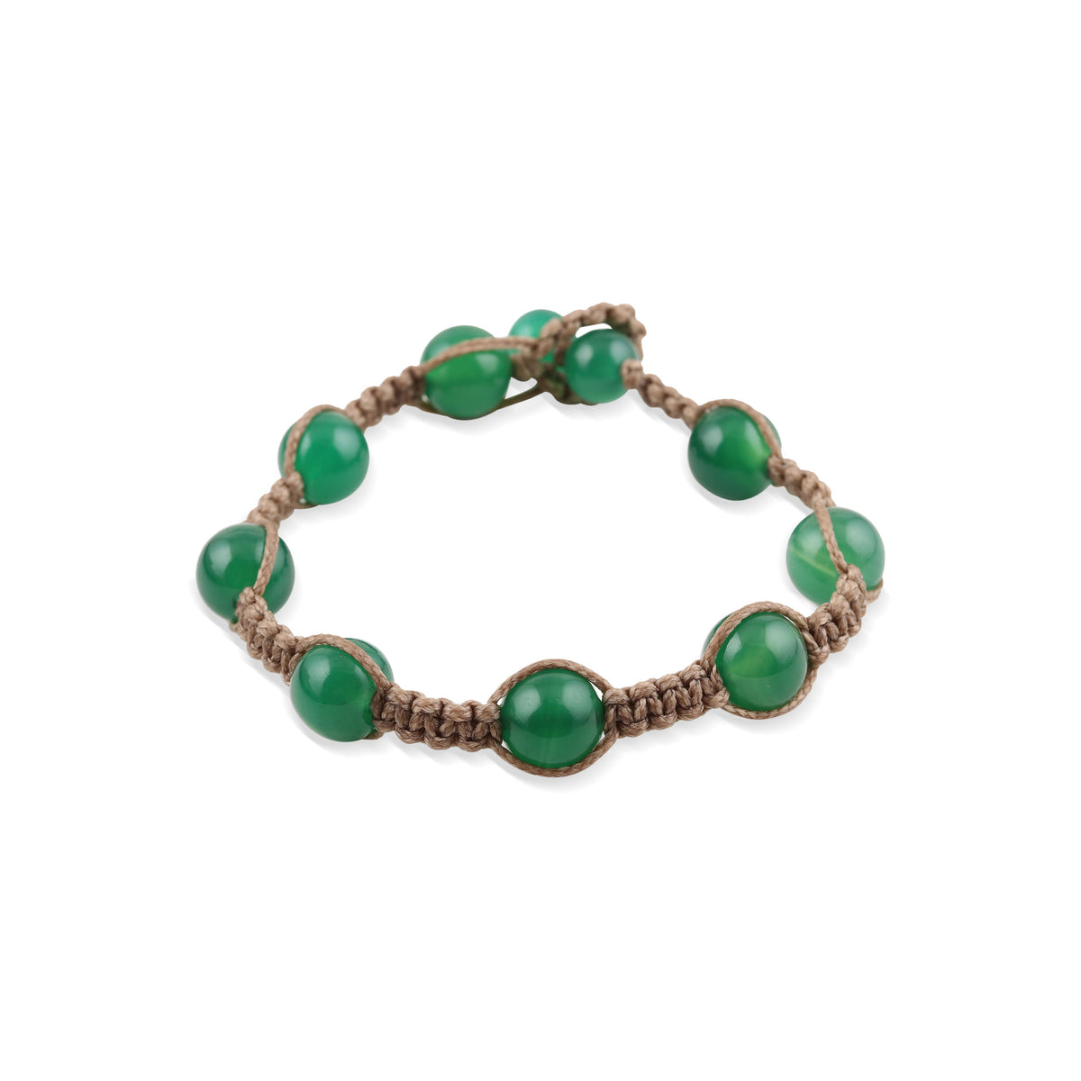 Green Planets - a Hand-Knotted Green Onyx Macrame Bracelet from India