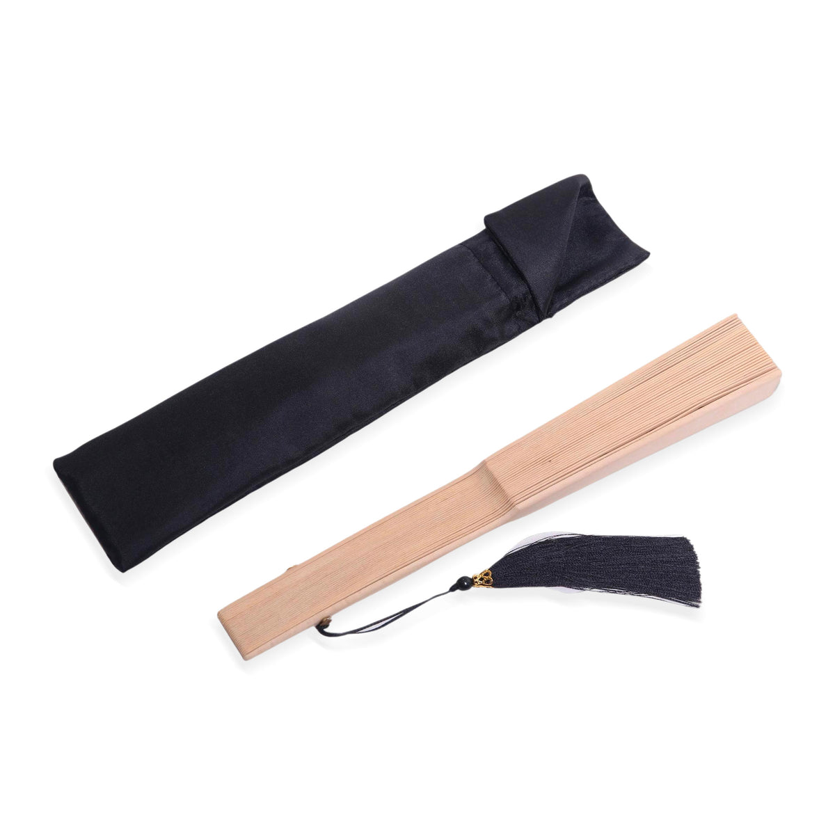 Serenity Bloom - Hand Made Wood Fan in Natural with Pouch from Indonesia