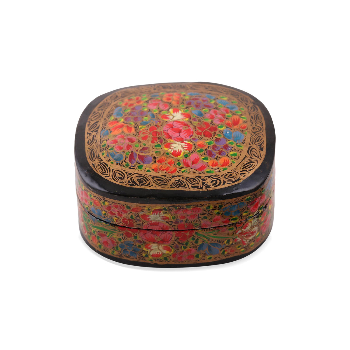 Cheerful Flare - a Hand-Painted Floral and Metallic Gold Decorative Box