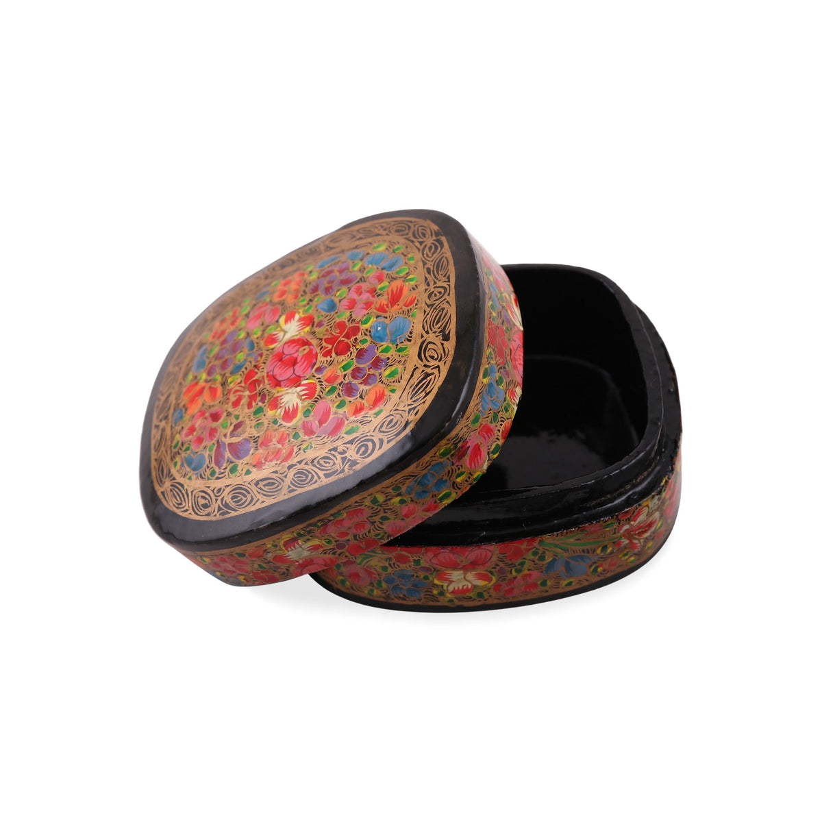 Cheerful Flare - a Hand-Painted Floral and Metallic Gold Decorative Box