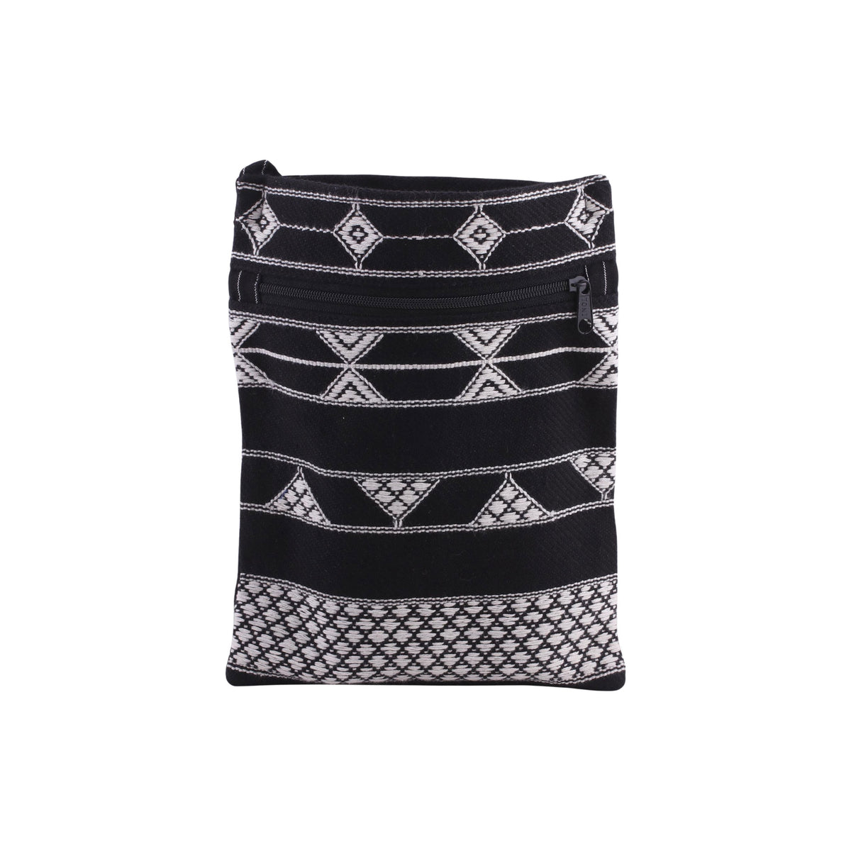 Rajasthani Roads - a Hand Woven Black and White Cotton Sling Bag