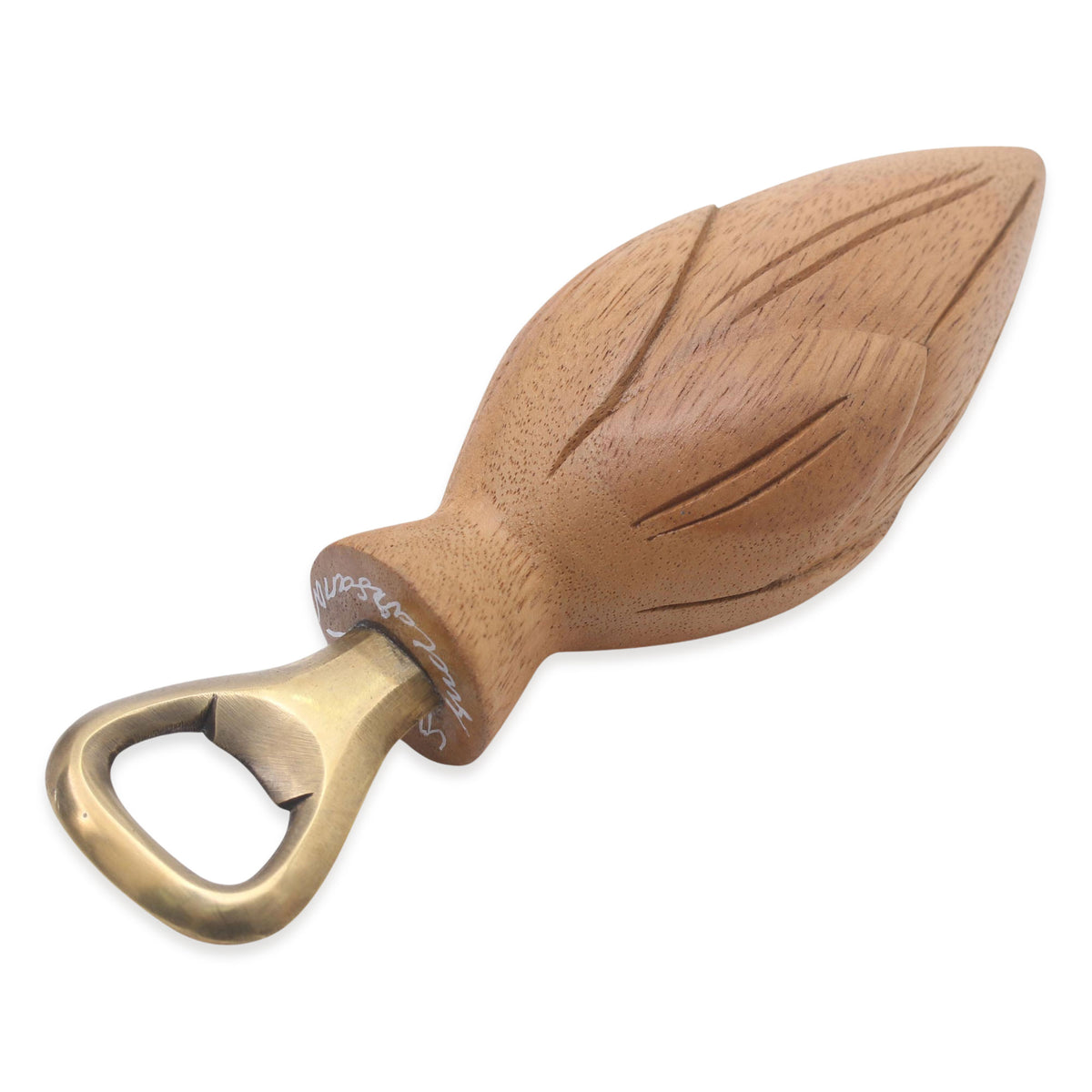 Handcrafted Wood Lotus Bottle Opener in Brown from Bali