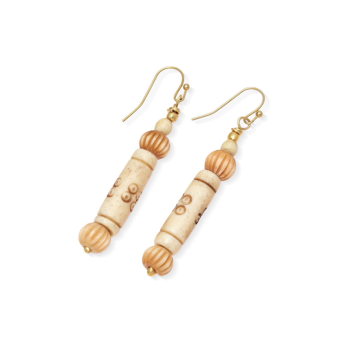 Beige Bliss - a Handmade Bone Dangle Earrings in Beige from India