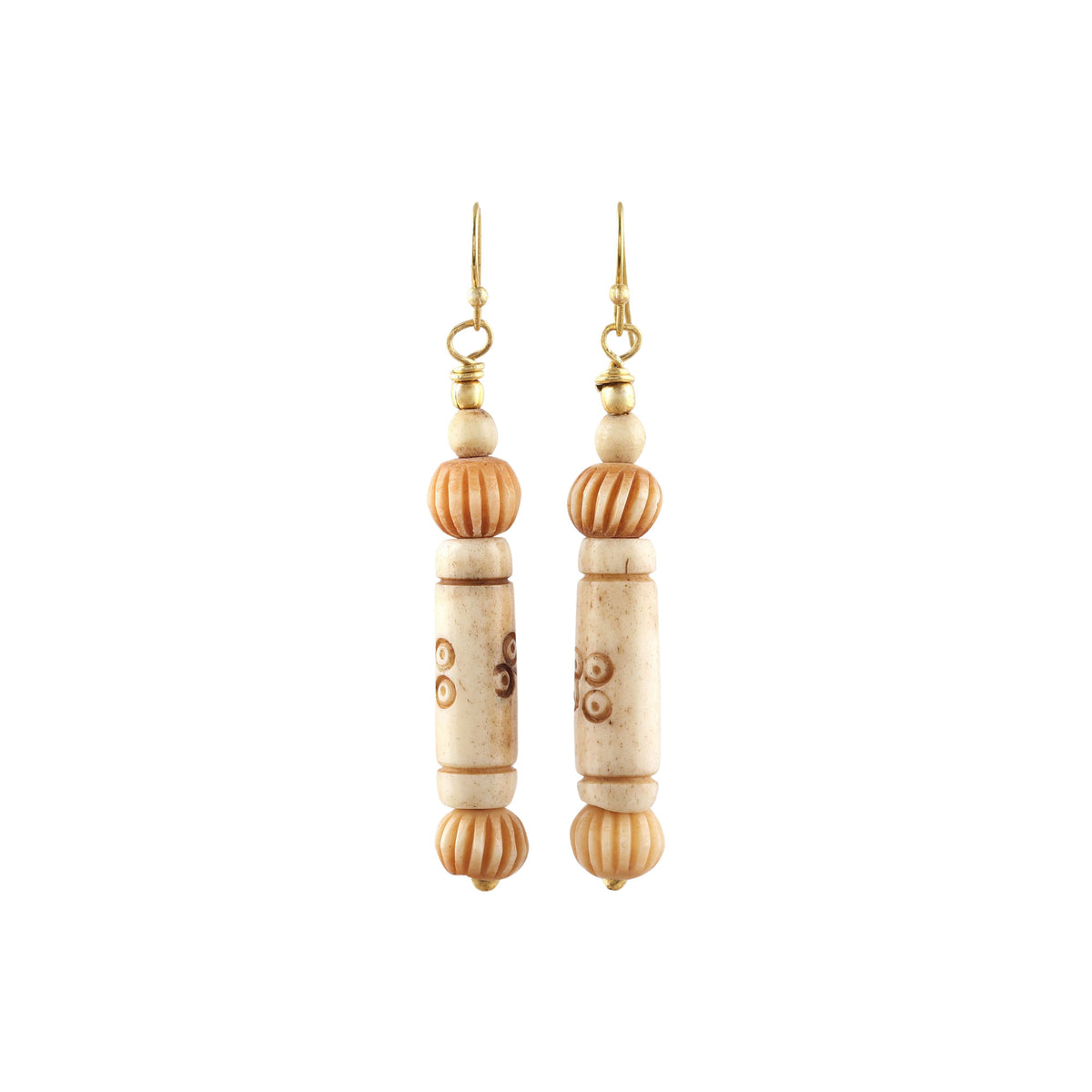Beige Bliss - a Handmade Bone Dangle Earrings in Beige from India