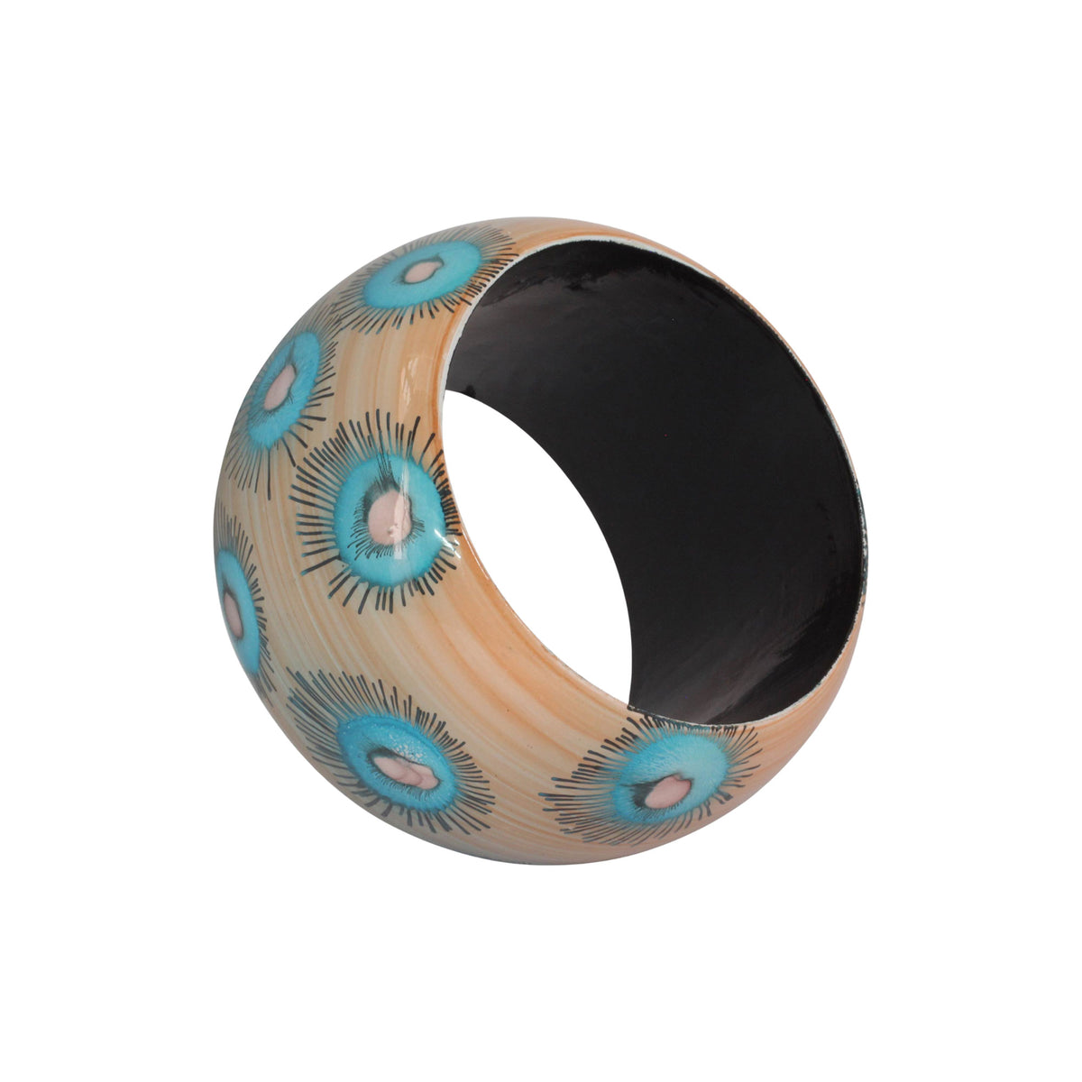 Blue Anemone - a Handmade Floral Wood Bangle Bracelet