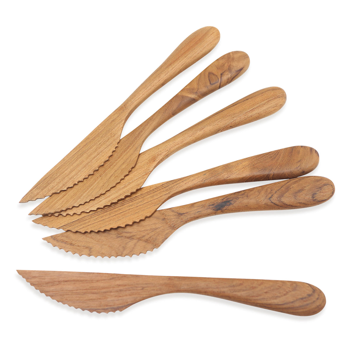 Set of 6 Handmade Teak Wood Dinner Knives from Bali