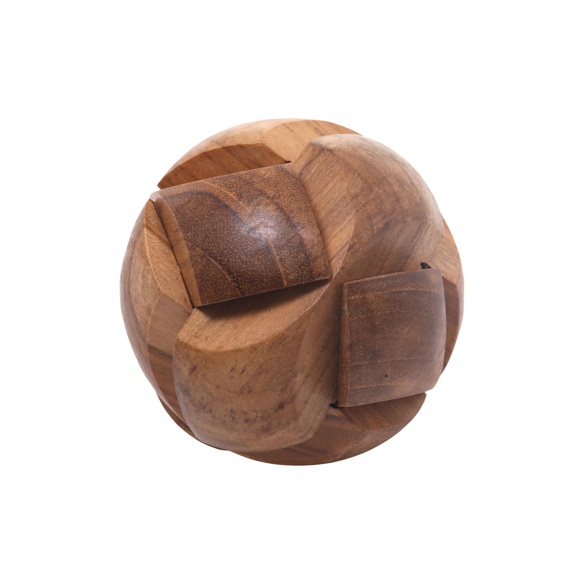 Tennis Ball - a Handmade Teak Wood Round Puzzle from Indonesia