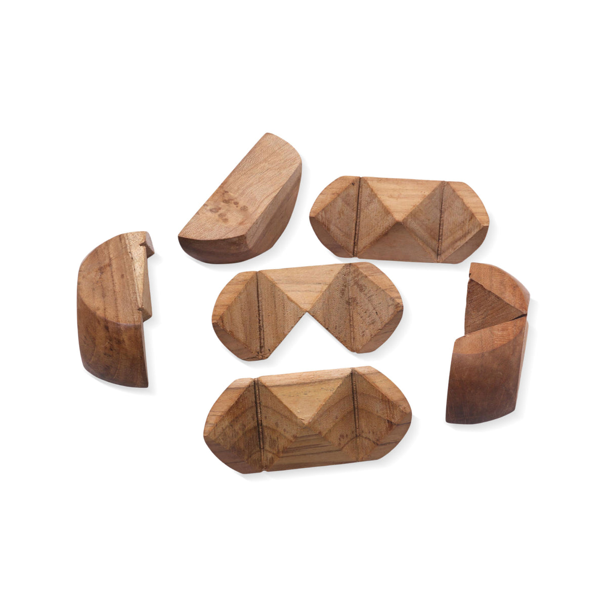 Tennis Ball - a Handmade Teak Wood Round Puzzle from Indonesia