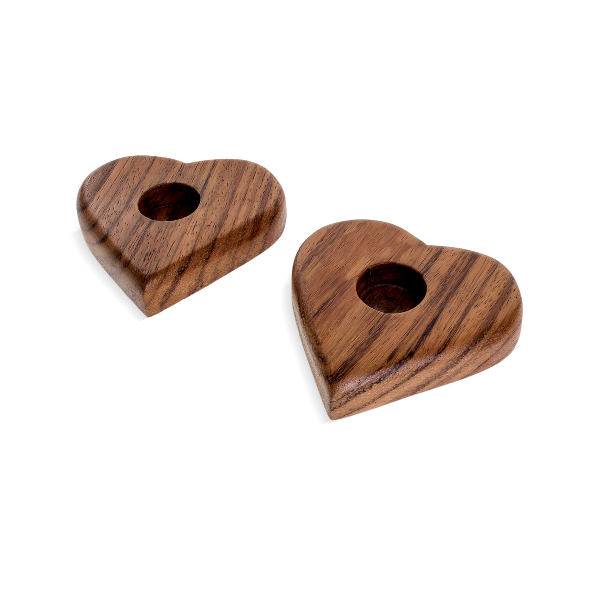Lovely Light - a Pair of Heart-Shaped Wood Tealight Holders from Guatemala (Pair)