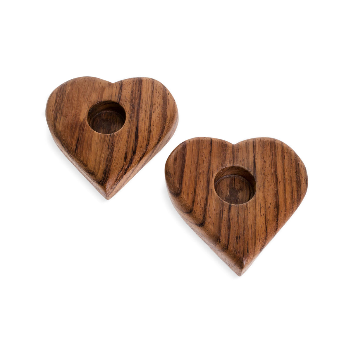 Lovely Light - a Pair of Heart-Shaped Wood Tealight Holders from Guatemala (Pair)
