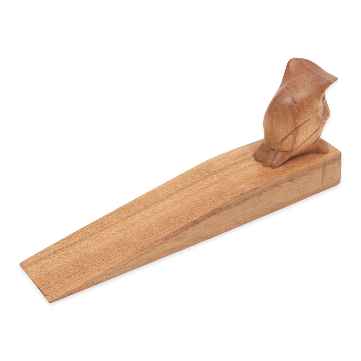 Mysterious Brown Owl - A Jempinis Wood Door Stop with Little Brown Owl