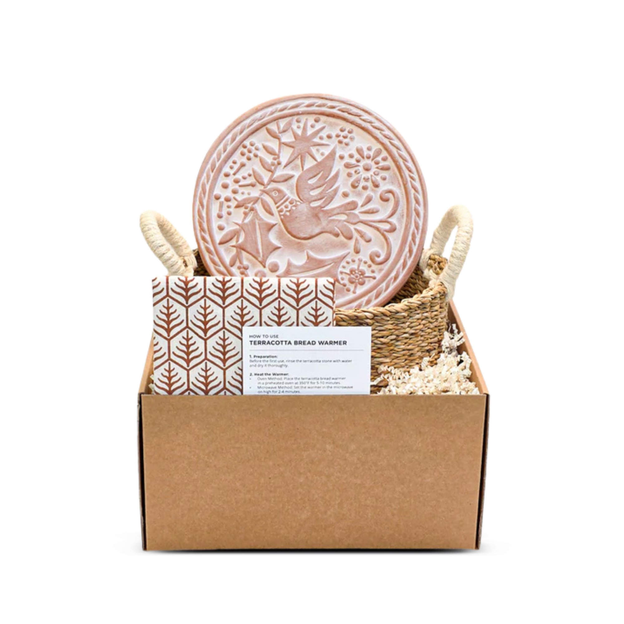 Bread Warmer & Basket with Tea Towel Round Gift Set