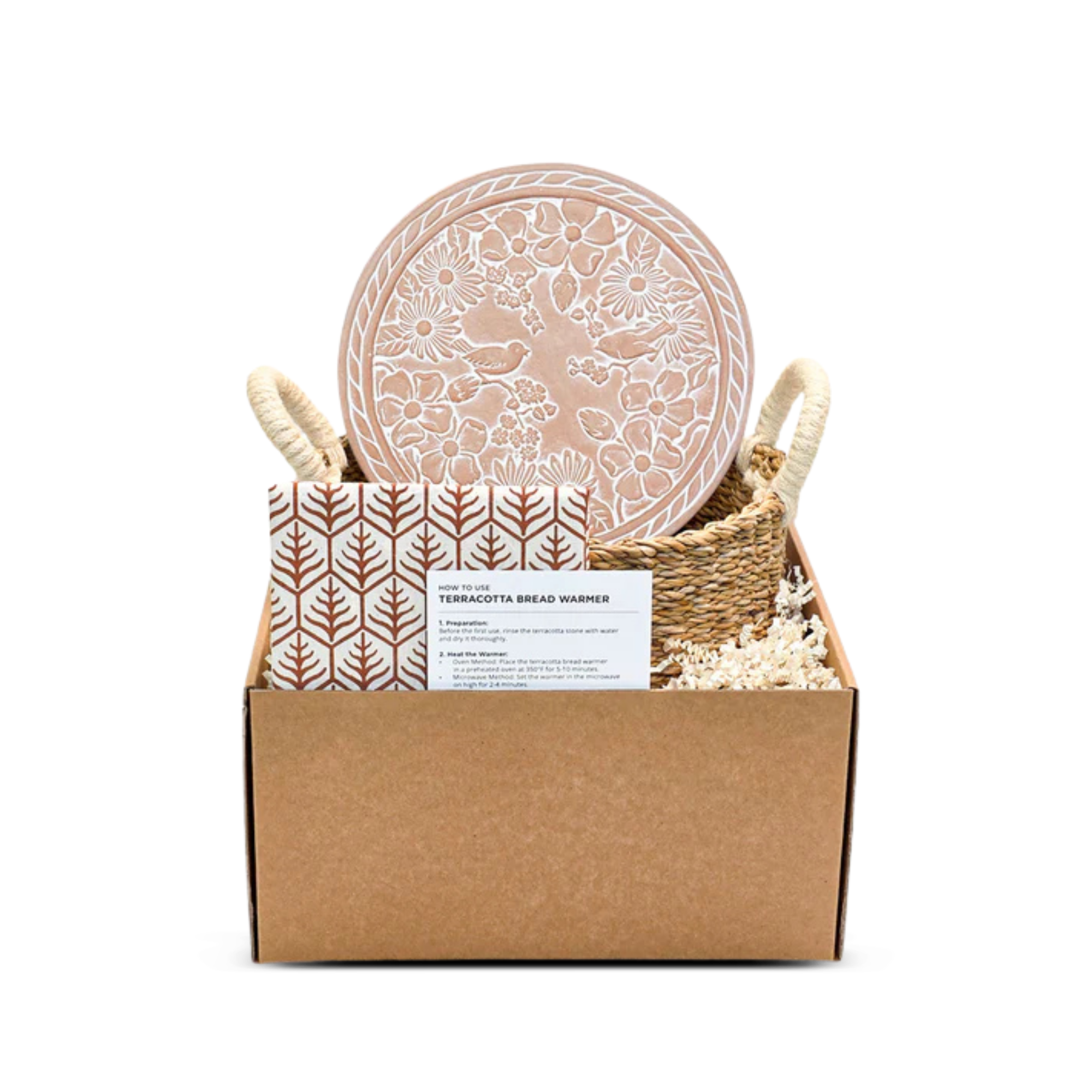 Bread Warmer & Basket with Tea Towel Round Gift Set