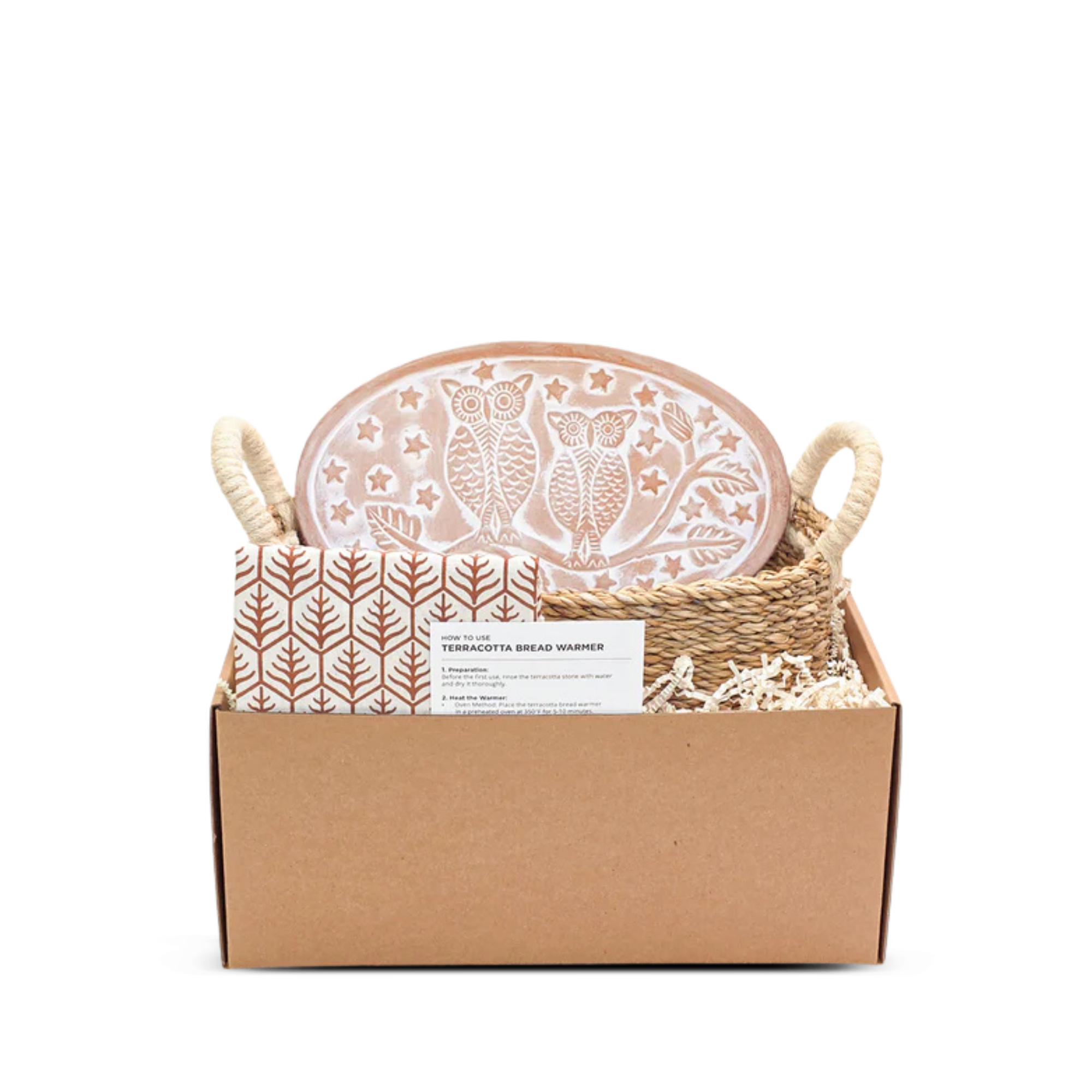 Bread Warmer & Basket with Tea Towel Oval Gift Set
