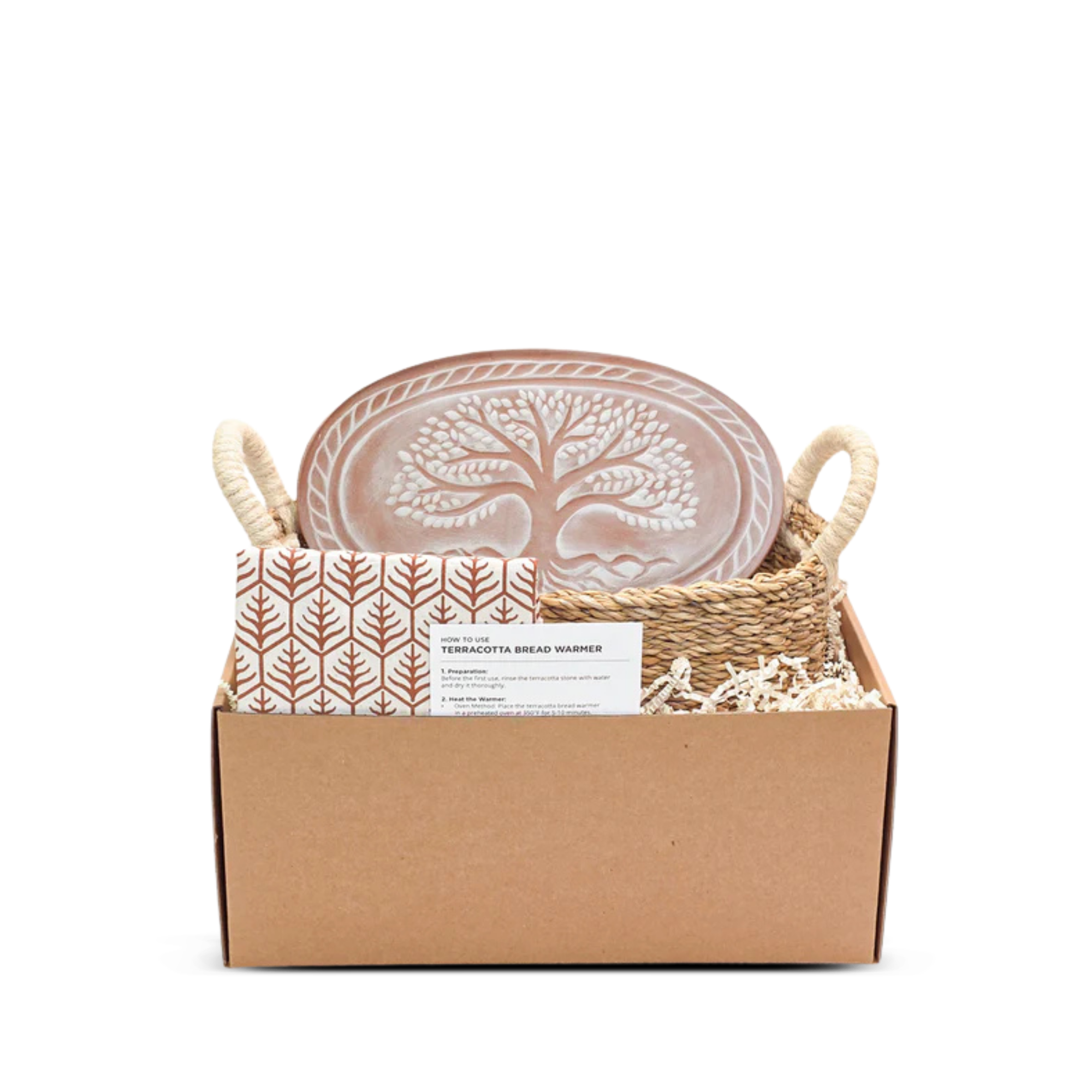 Bread Warmer & Basket with Tea Towel Oval Gift Set