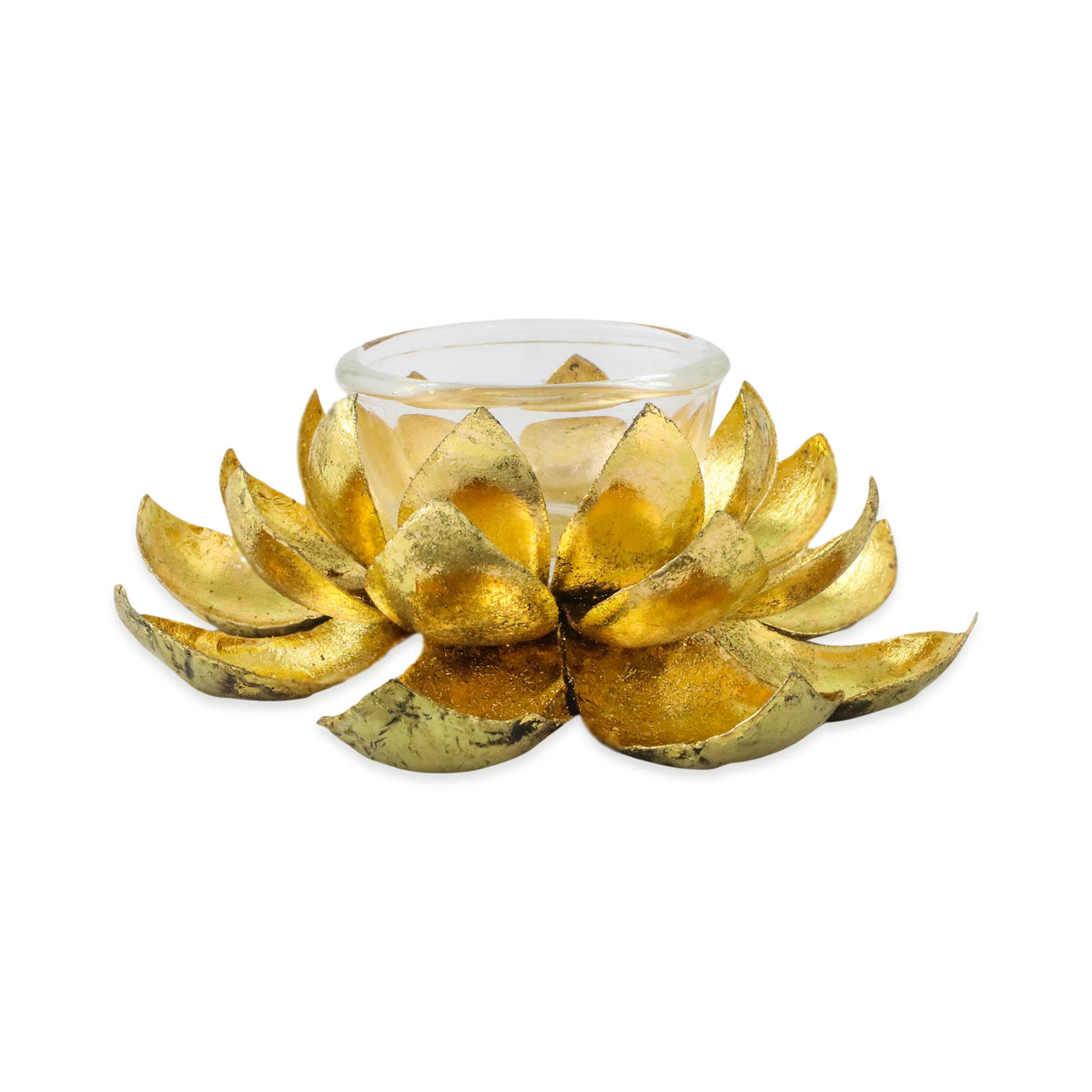 Gleaming Lotus - A Lotus Shaped Steel Tealight Holder from Thailand